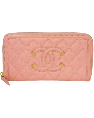 Chanel Matelassé Pony-style Calfskin Wallet (pre-owned) - Pink
