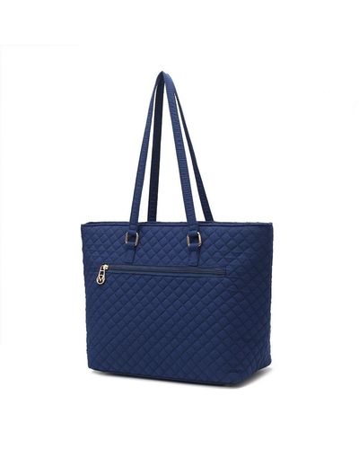 MKF Collection by Mia K Hallie Solid Quilted Cotton Tote Bag By Mia K. - Blue