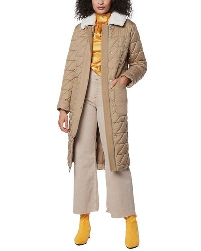 Andrew Marc Rhombus Quilted Long Jacket - Natural