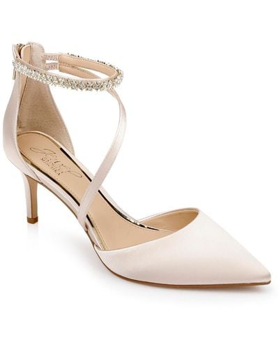 Badgley Mischka Alaia Pointed Toe Ankle Strap Pumps - Natural