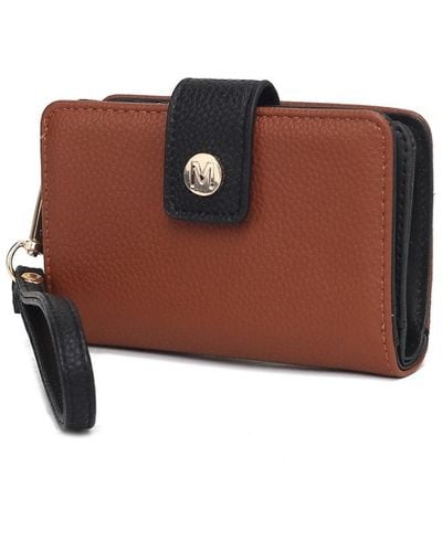MKF Collection by Mia K Shira Color Block Vegan Leather Wallet With Wristlet By Mia K - Brown