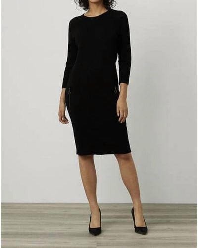 Joseph Ribkoff Knit Dress With Zipper Details - Black
