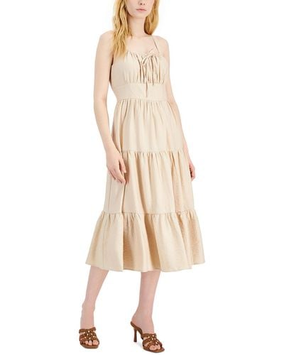 INC Tiered Tea-length Halter Dress - Natural