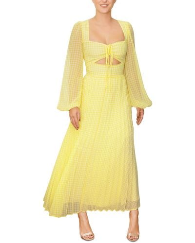 Rachel Roy Gingham Long Maxi Dress - Yellow
