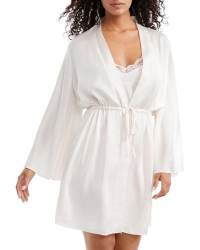 Flora Nikrooz Ember Solid Luxe Woven Wrap Robe - White