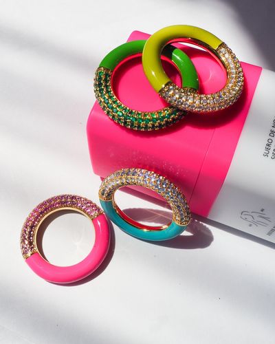 Luv Aj Pave Amalfi Ring- Turquoise- Gold - Pink