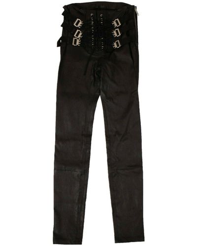 Unravel Project Leather Bondage Strap Pants - Black