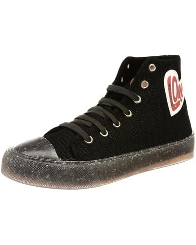 Love Moschino 's Canvas Heart Lace Up Hi Top Sneakers - Black