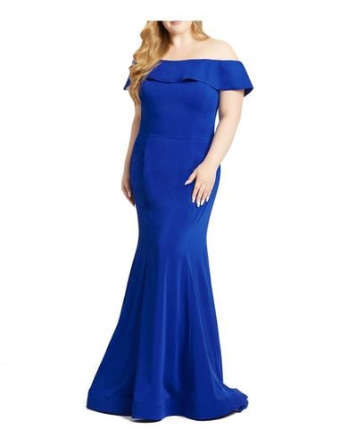 Mac Duggal Plus Off-the-shoulder Mermaid Evening Dress - Blue