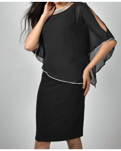 FRANK LYMAN Dress With Overlay - Midlength 219203 - Black