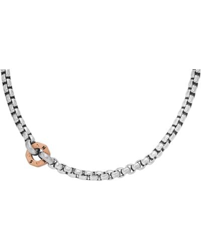 Fossil Sawyer Two-tone Stainless Steel Chain Necklace - Metallic