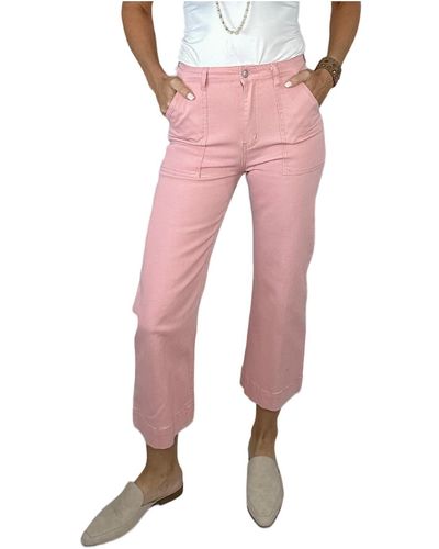 She + Sky Claire Cropped Cargo Pants - Pink