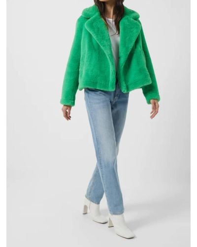French Connection Buona Recycled Faux Fur Short Coat In Island Gren - Green
