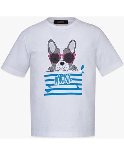 MCM Unisex M Pup Graphic Print T-shirt In Organic Cotton - Blue