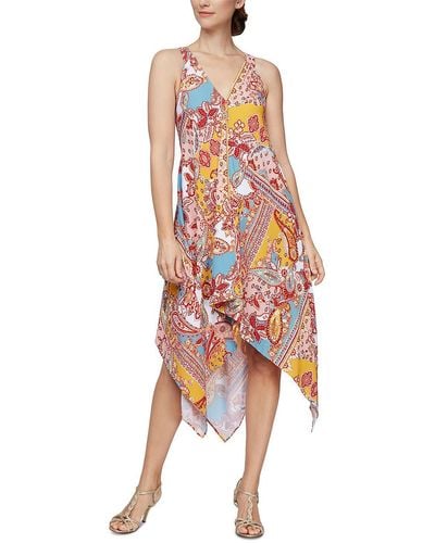 SLNY Handkerchief Hem Printed Maxi Dress - Multicolor