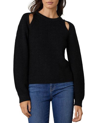 Velvet Diane Cold Shoulder Wool Crewneck Sweater - Black