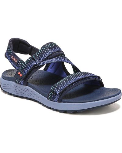 Ryka Kona Trek Open Toe Ankle Strap Strappy Sandals - Blue
