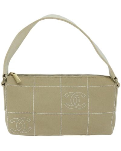 Chanel Chocolate Bar Canvas Shoulder Bag (pre-owned) - Green