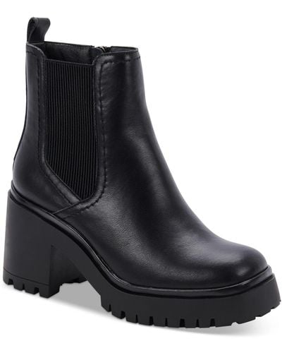 Aqua College Raine Lug Sole Faux Leather Chelsea Boots - Black