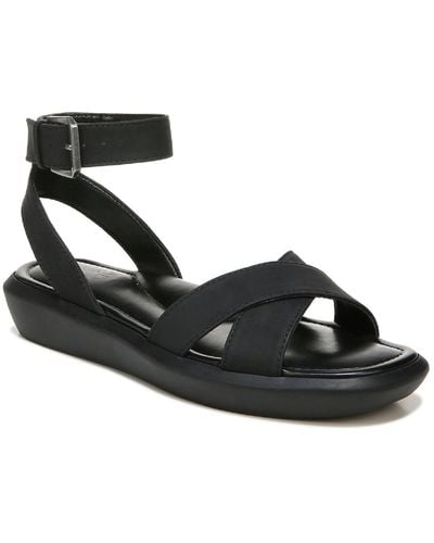 Naturalizer Jamila Faux Leather Ankle Strap Wedge Sandals - Black