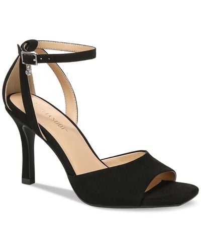 Thalia Sodi Faux Suede Ankle Strap Heels - Black