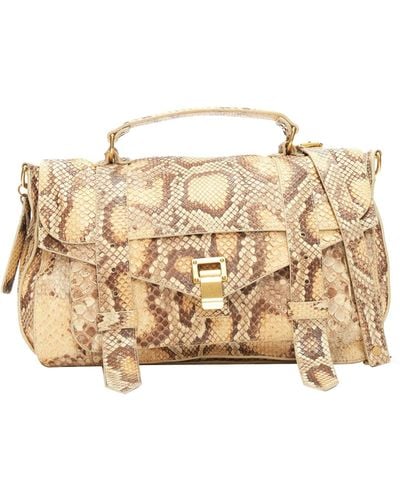 Proenza Schouler Ps1 Beige Scaled Leather Satchel Crossbody Shoulder Bag - Natural