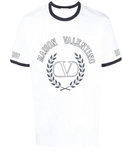 Valentino Garavani Logo Short Sleeve Crew Neck T-shirt - White