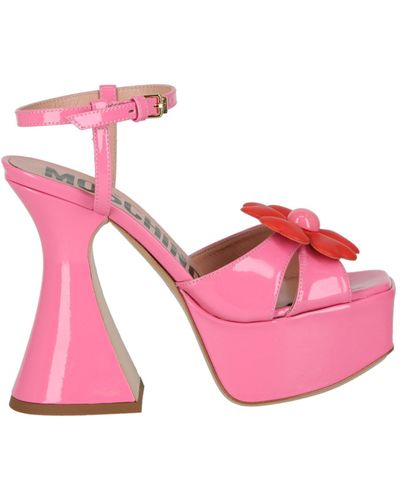 Moschino Flower-appliqué Platform Sandals - Pink