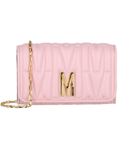 Moschino Quilted M Leather Crossbody Bag - Pink
