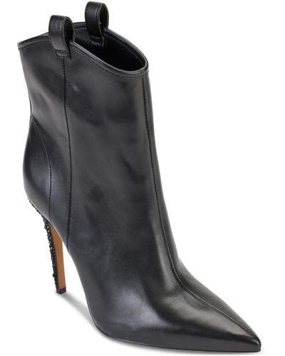 Karl Lagerfeld Clea Leather Embellished Ankle Boots - Black