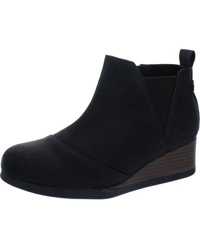 TOMS Kelsey Faux Leather Zip Up Ankle Boots - Black