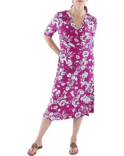 Jessica Howard Floral A-line Midi Dress - Purple