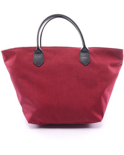 Herve Chapelier Leather Handle Boat-shaped Tote M Handbag Tote Bag Nylon Leather Bordeaux - Red