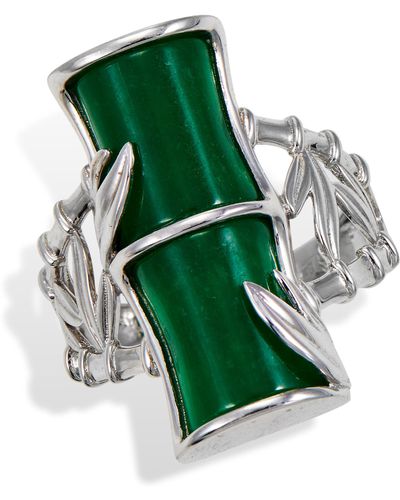 Savvy Cie Jewels Sterling Jade Bamboo Ring - Green
