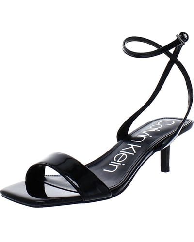 Calvin Klein Gerri Faux Leather Ankle Strap Heels - Black