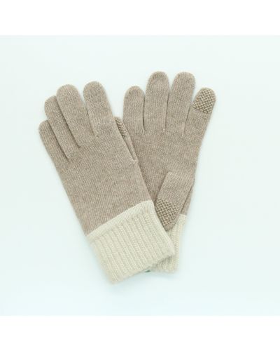 Portolano Cashmere Tech Gloves Color Block - White