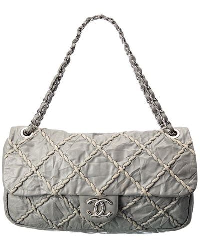 Chanel Blue Quilted Lambskin Leather Medium Flap Bag (authentic Pre-owned) - Metallic