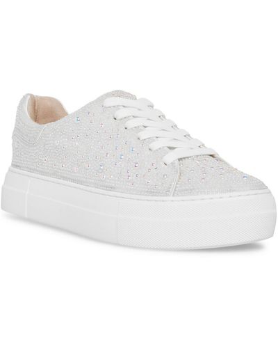 Betsey Johnson Sidny Rhinestone Sneakers Lace-up Shoes - White