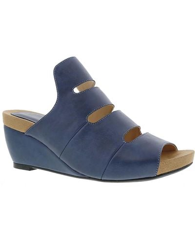 Bellini Whit Faux Leather Peep-toe Wedge Sandals - Blue