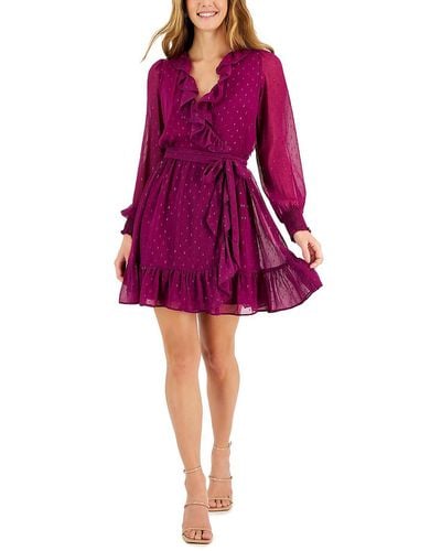 Taylor Belted Mini Wrap Dress - Purple
