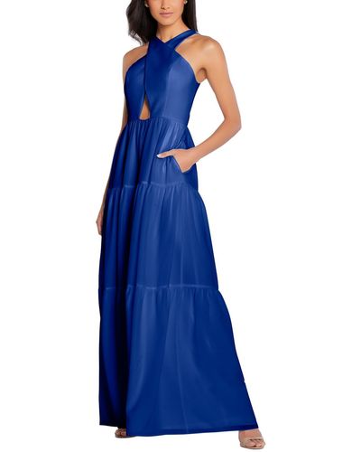 Aidan By Aidan Mattox Chiffon Tiered Evening Dress - Blue