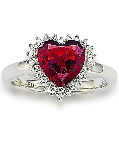 Suzy Levian Valentine's Day Sterling Silver Cubic Zirconia Engagement Ring - Red