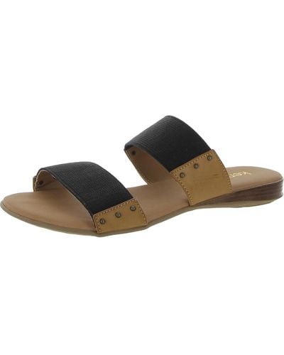 Kensie Braelyn Faux Leather Studed Flat Sandals - Brown