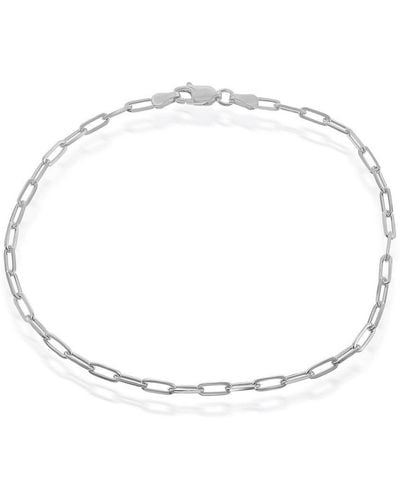 Simona Sterling Silver 2.8mm Paper Clip Anklet - Rhodium Plated - Metallic