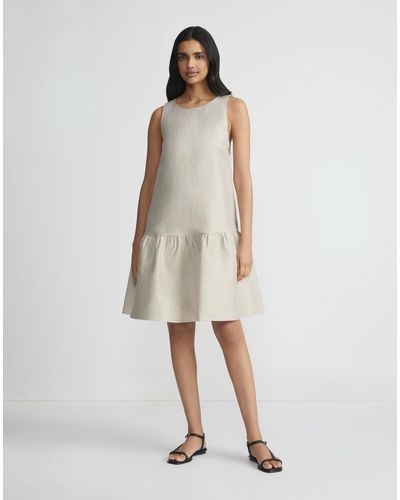 Lafayette 148 New York Linen Cotton-silk Sleeveless Peplum Hem Dress - Natural