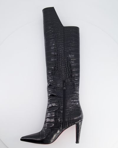 Christian Louboutin Crocodile Embossed Knee-high Boots - Black