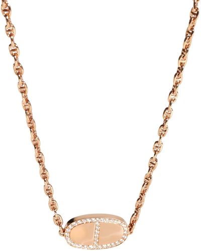 Hermès Chaine D'ancre Verso Necklace In 18k Rose Gold 0.88 Ctw - Metallic