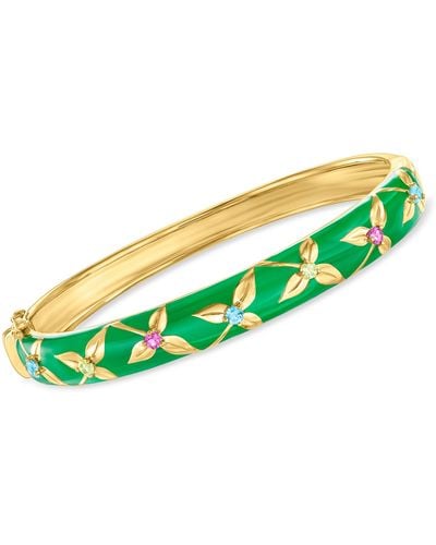 Ross-Simons Multi-gemstone Floral Bangle Bracelet - Green