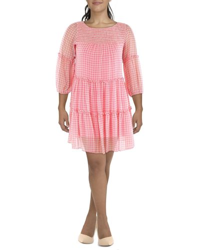 Gabby Skye Ruffled Trim Short Mini Dress - Pink