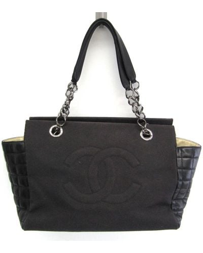 Chanel Chocolate Bar Canvas Tote Bag (pre-owned) - Black